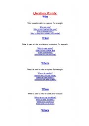 English Worksheet: Question Words