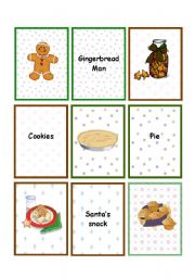 English Worksheet: Christmas Food Cards
