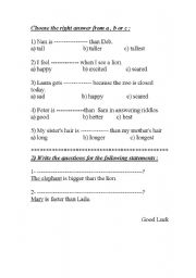English Worksheet: comparative