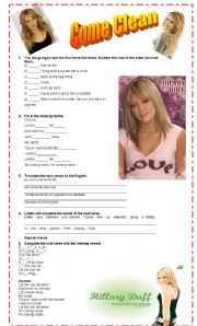 English Worksheet: Come Clean - Hillary Duff