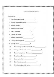 English Worksheet: QUESTION TAGS