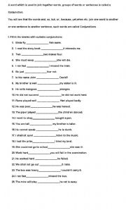 English Worksheet: conjunctions