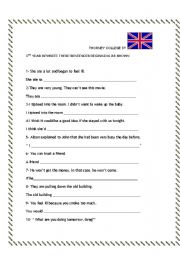 English Worksheet: SENTENCES TRANSFORMATION