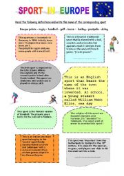 English Worksheet: SPORT IN EUROPE