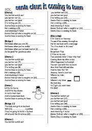 English Worksheet: SANTA CLAUS IS COMING TO TOWN