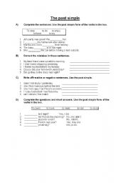 English worksheet: The past simple 