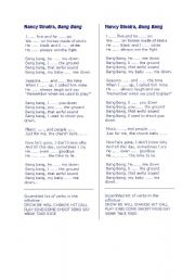 English worksheet: N. Sinatras Bang Bang - Oral comprehension - 
