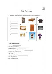 English worksheet: The house: Test or exercises 