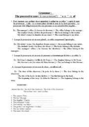 English Worksheet: The possessive case 