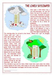 English Worksheet: The lonely skyscraper