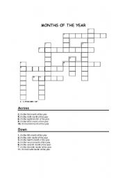 MONTHS OF THE YEAR CROSSWORD