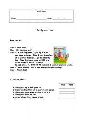 English Worksheet: Daily Routines