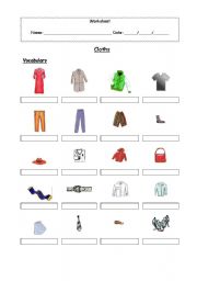 English Worksheet: Clothes