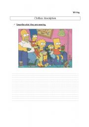 English worksheet: The Simpsons; describe what they are wearing