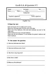 English Worksheet: Writen Test (6th grade)