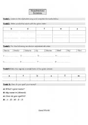 English worksheet: The English alphabet