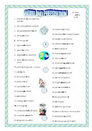English Worksheet: Word and preposition