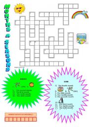 English Worksheet: MONTHS & SEASONS CROSSWORDS