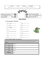 English Worksheet: plurals