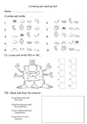 English Worksheet: Listening test about physical description