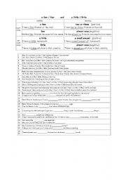 English Worksheet: a few - a little