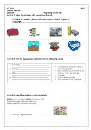 English Worksheet: preparing for the trip