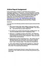 English Worksheet: Newspaper and Magazine Writing Assingment