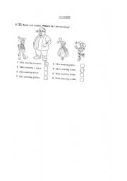 English worksheet: clothes matching exercise