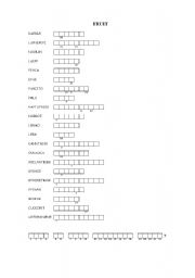 English worksheet: Unscramble words_FRUIT