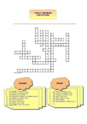 English Worksheet: family members - crossword