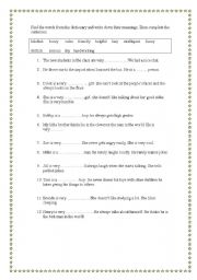 English Worksheet: friendship vocabulary
