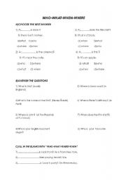English Worksheet: wh- questions