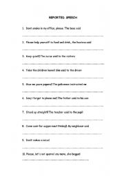 English Worksheet: REPORTED SPEECH