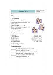 English worksheet: Hands up!