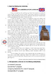 English Worksheet: An American in London