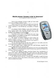 English Worksheet: Mobile phones threaten order in classroom