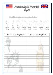English Worksheet: American and British English