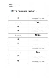 English worksheet: Numbers 