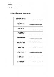 English worksheet: Numbers 2