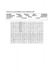 English worksheet: Finding sports