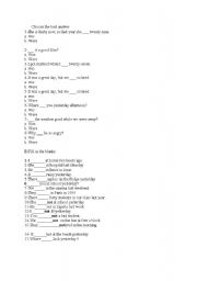 English worksheet: past form of to be