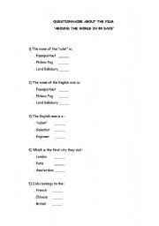 English Worksheet: Questionnaire on the film 