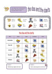 English Worksheet: The Dos and the Donts