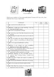 English Worksheet: Music - partner activity