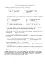 English Worksheet: Verb to be - Present and Past