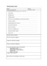English Worksheet: Diagnostic test