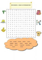 WORD SEARCH:  FAMILY/CLOTHES/WEATHER