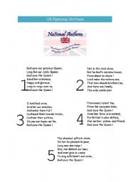 English Worksheet: Uk national anthem