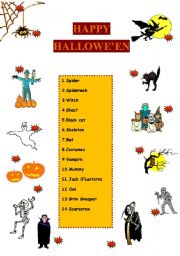 English Worksheet: HAPPY HALLOWEEN - Matching Exercises