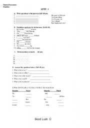 English worksheet: Quiz-1